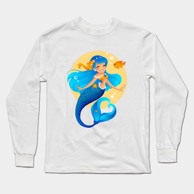 Blue Mermaid Long Sleeve T-Shirt by Redheadkls